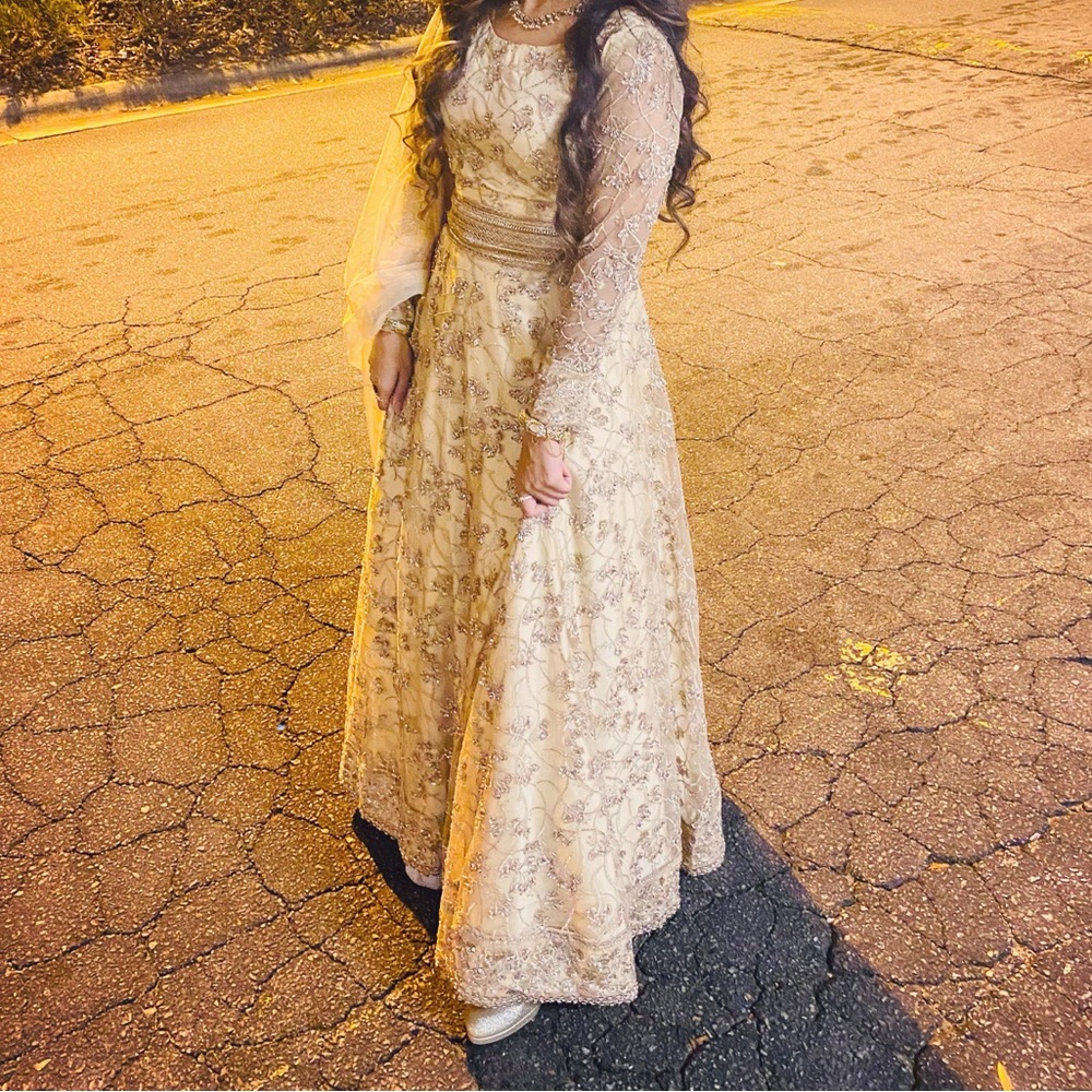 Cream/gold lehnga choli